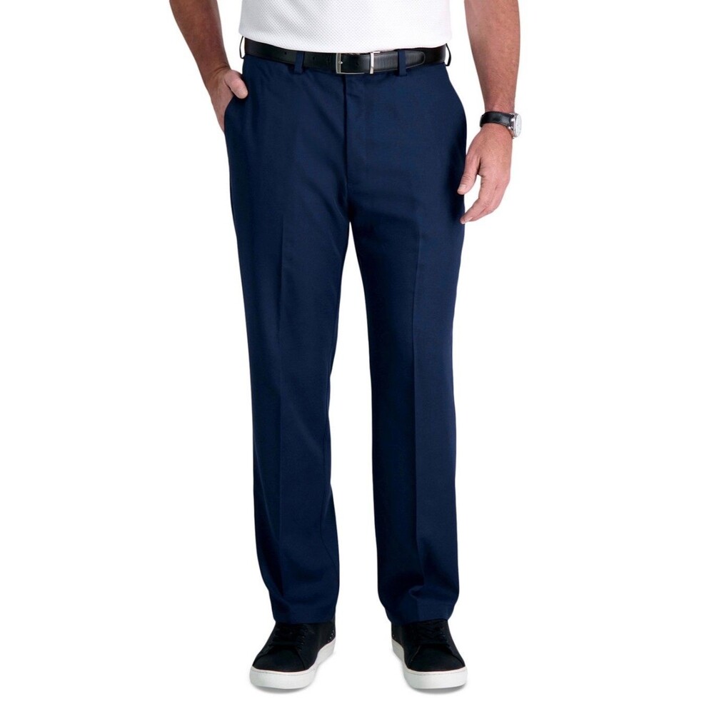 $70 NEW HAGGAR Mens 38x34 Navy Cool 18 Pro Classic Fit Soft Dress Pants/Slacks